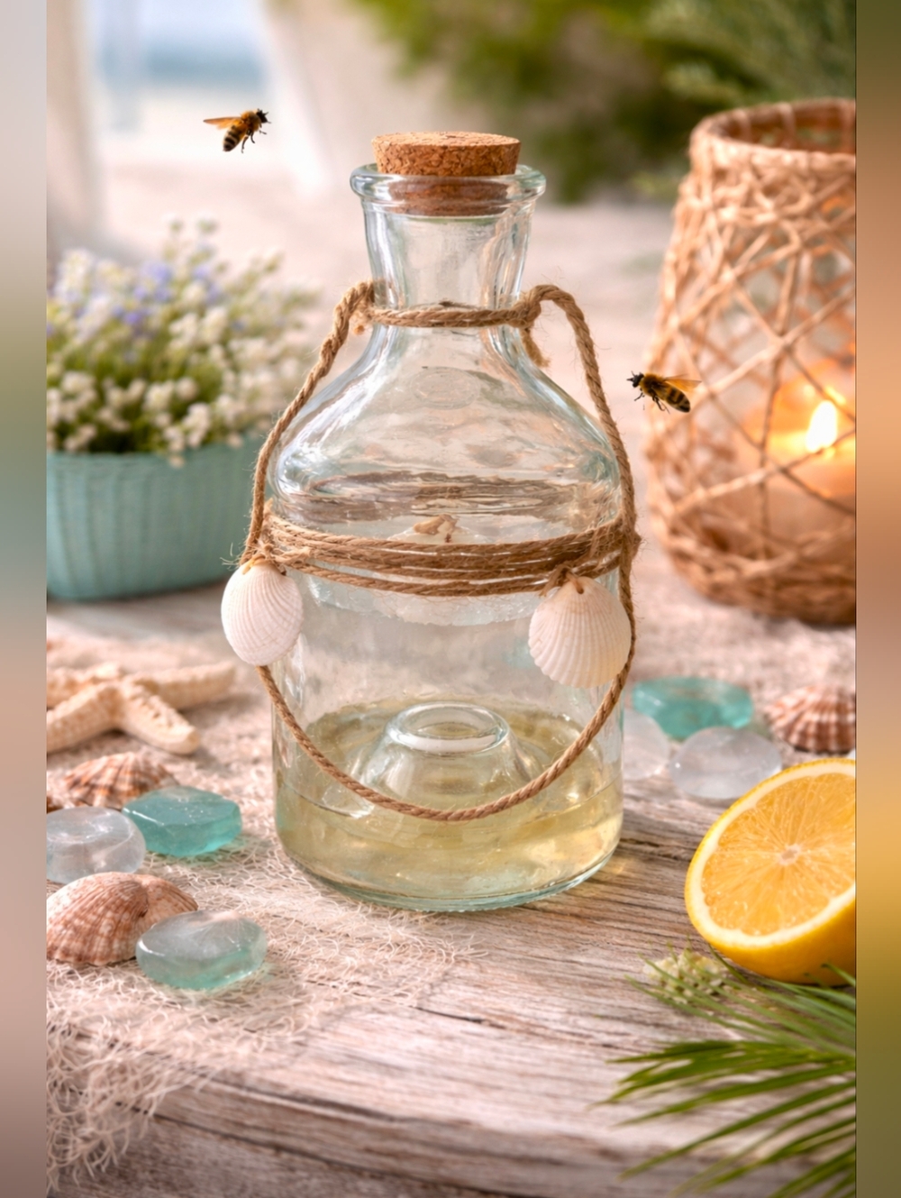 Wasp Catcher | Large Decorative Glass | Coastal Cottage Decor | Sea Shell Beachy